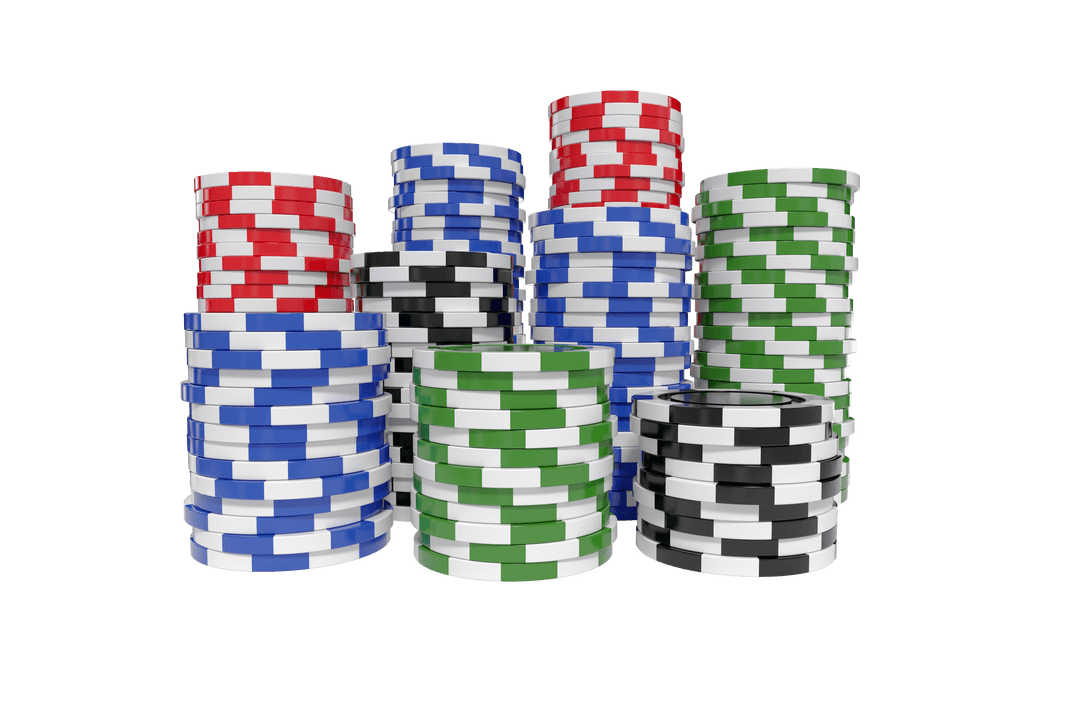 Colorful Poker Chips on Transparent Background for Gambling
