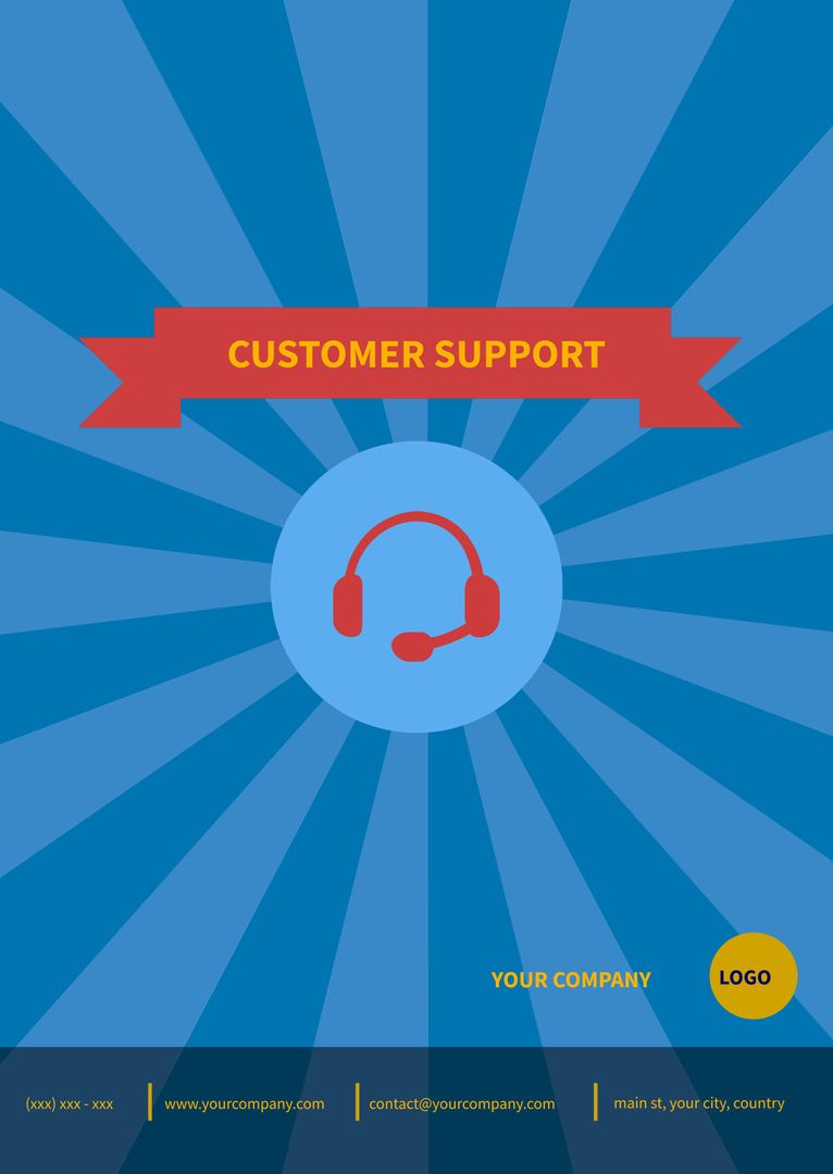 Customer Support Concept with Headset on Radiant Blue Background