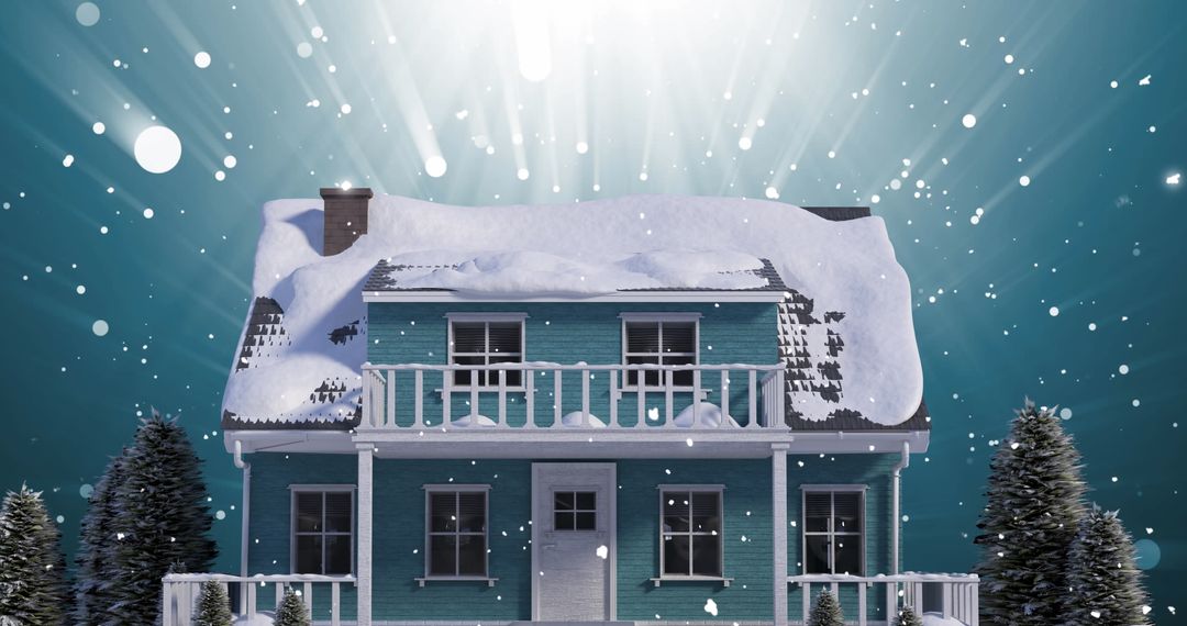 Charming Snow-Covered Winter House with Holiday Magic