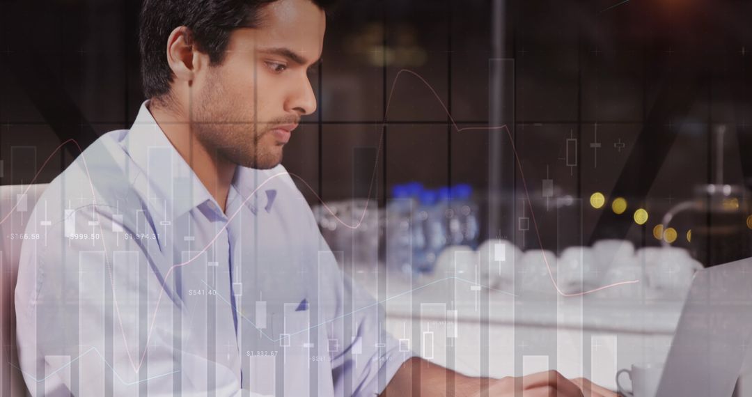 Businessman Analyzing Financial Data in Modern Setting