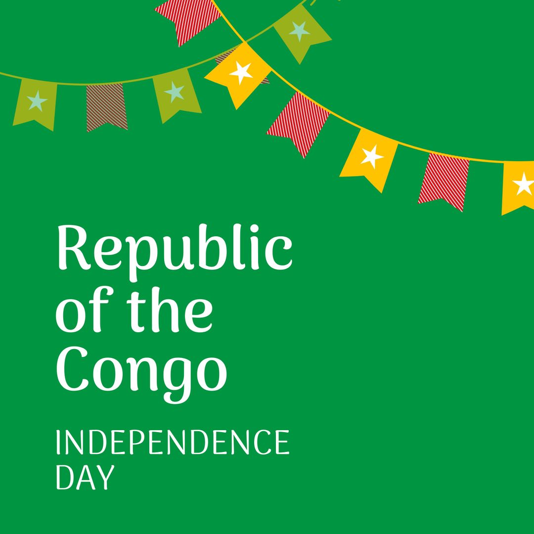 Republic of Congo Independence Day Bunting on Green Background