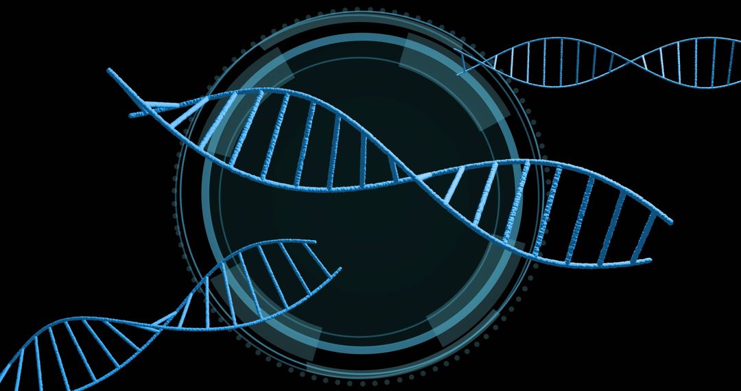 Abstract DNA Helix with Digital Interface Highlighting Genetics Research
