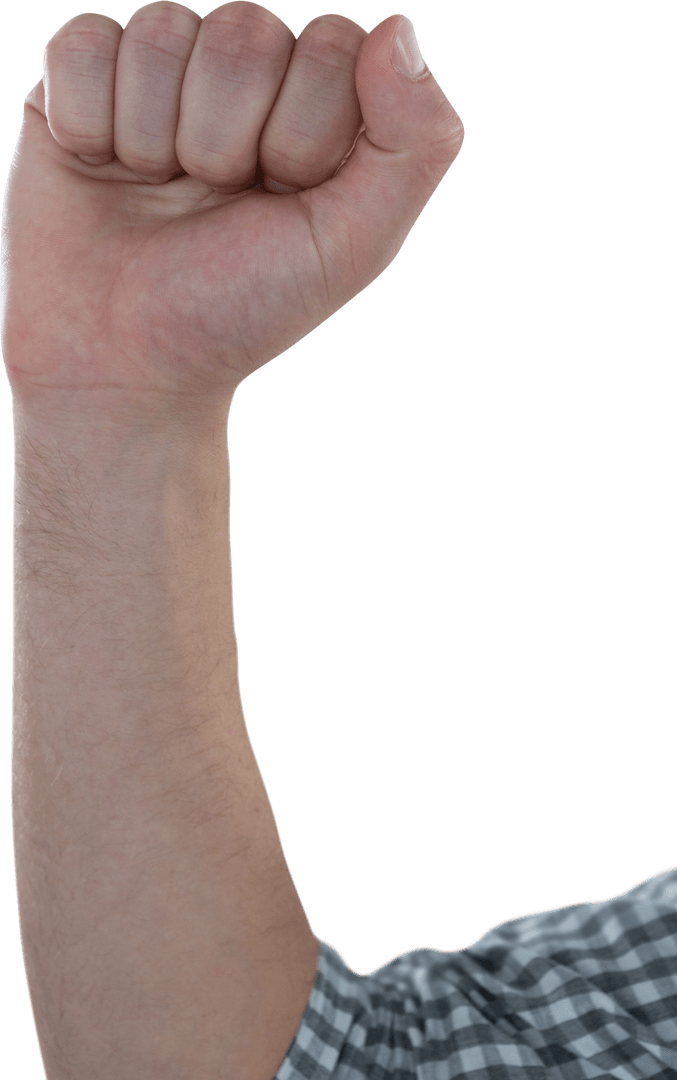 Close-Up of Raised Fist Featuring Transparent Background