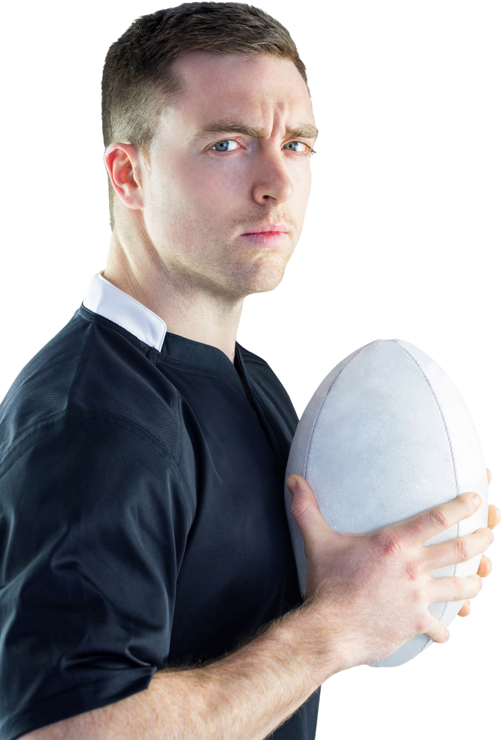 Male Rugby Player Holding Ball Transparent Background - Download Free Stock Images Pikwizard.com