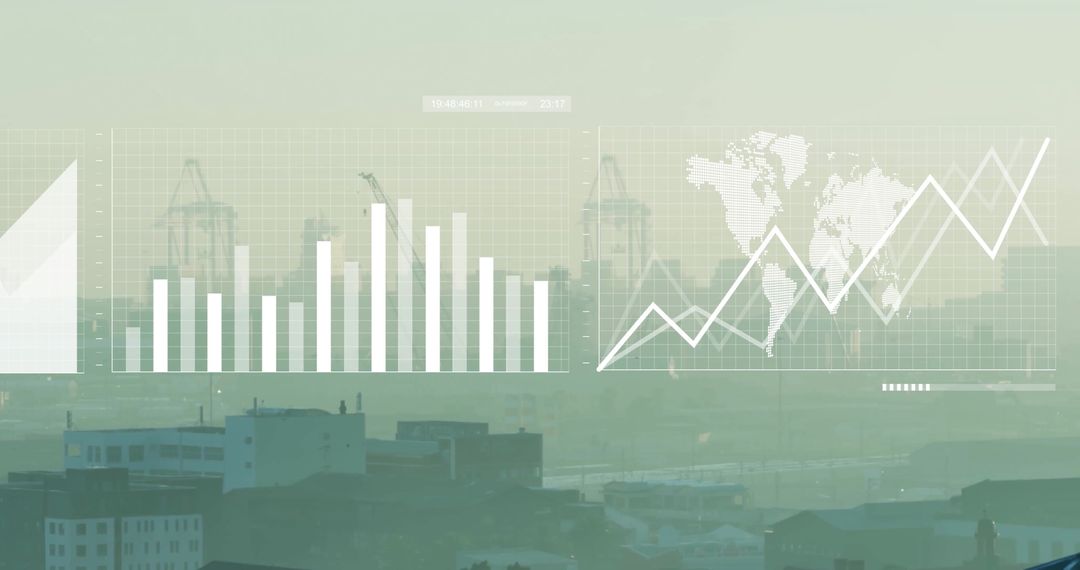 Digital Cityscape with Data and Graph Overlays for Business Analysis