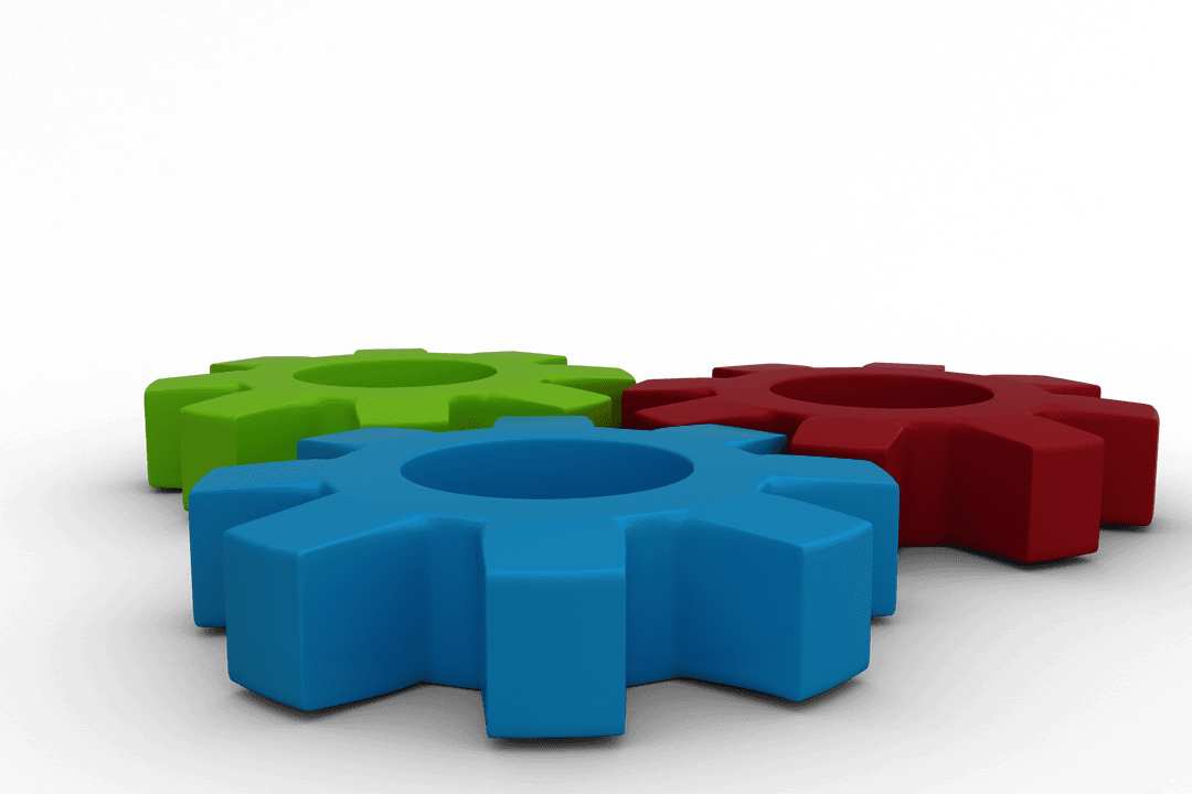 three transparent cogs: red, blue, green linked mesh - Download Free Stock Images Pikwizard.com