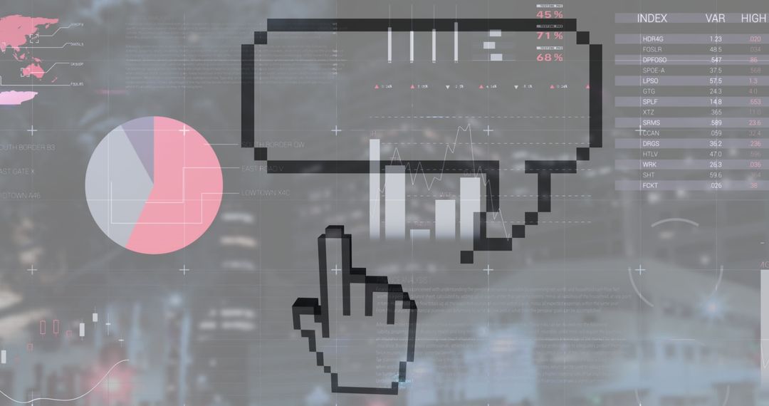 Futuristic Digital Interface with Speech Bubbles and Data Overlays