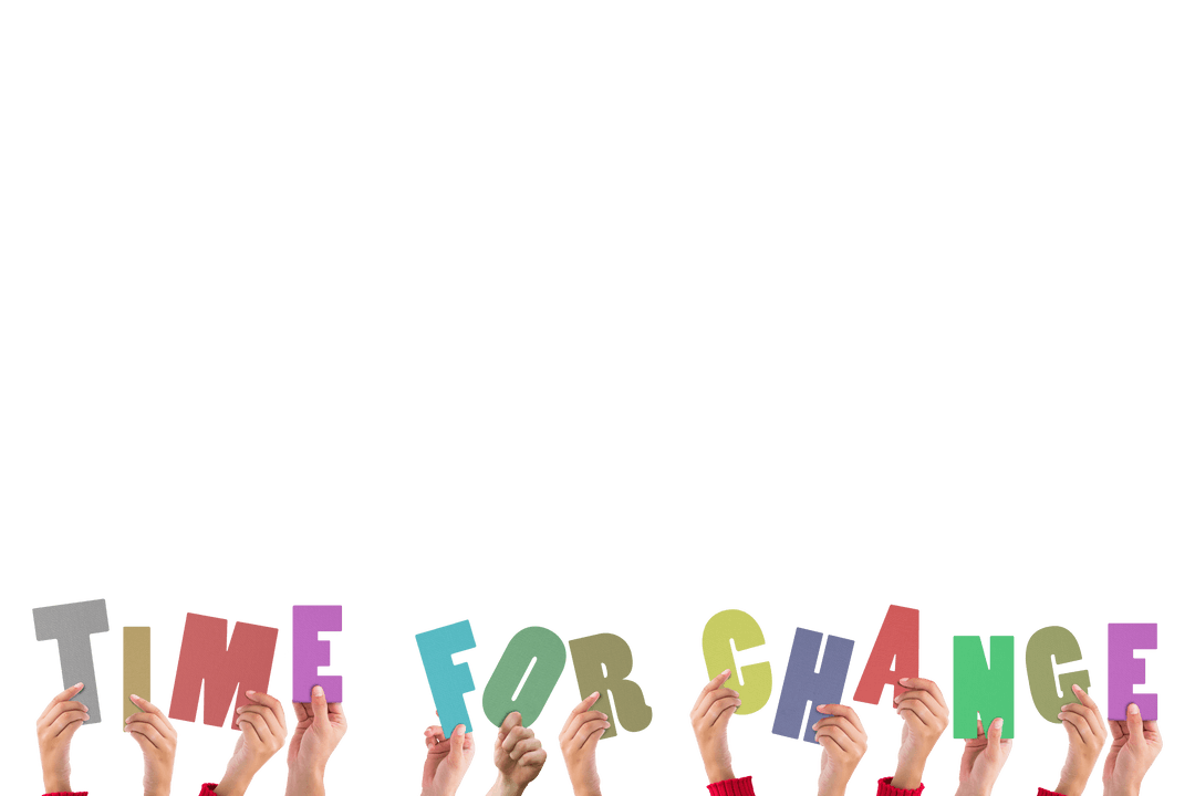 Hands Holding Colorful Cutout Letters Transparent Concept