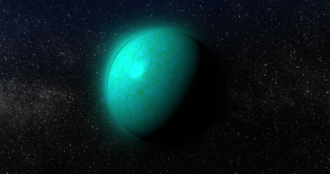 Mysterious Green Planet in Vast Cosmos