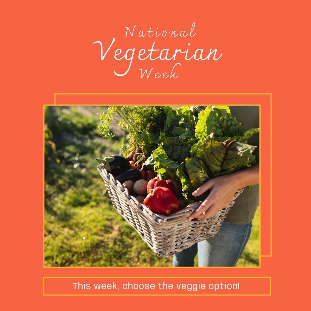 Celebratory Design for National Vegetarian Week with Veggie Basket