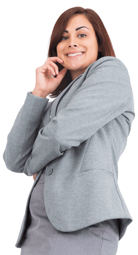 Smiling Businesswoman on Transparent Background