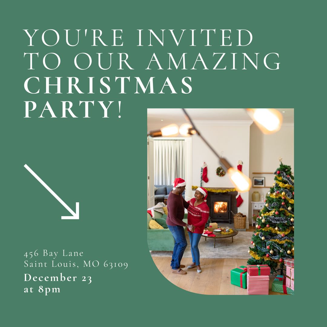 Christmas Party Invitation with Cheerful Couple