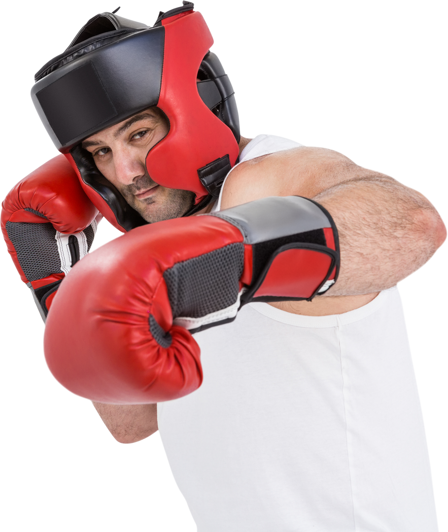 Transparent Athlete in Boxing Pose Wearing Red Gloves - Download Free Stock Images Pikwizard.com