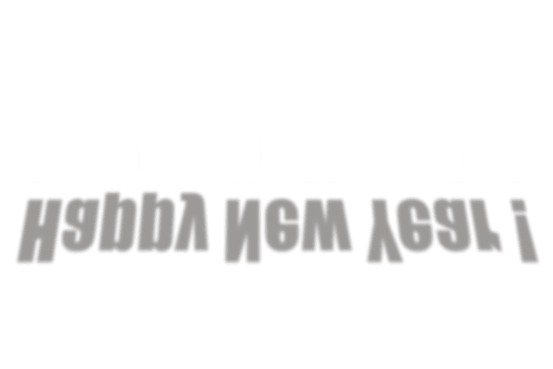 Happy New Year Text with Reflective Effect on Transparent Background