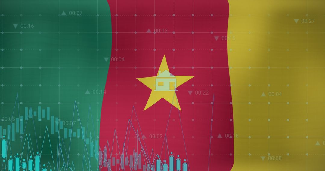 Financial Data Analysis Over Cameroon Flag Background