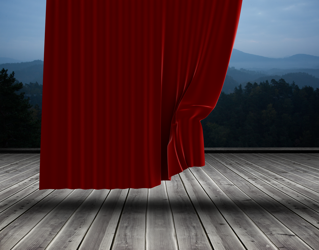 Transparent Red Curtain Over Outdoor Landscape - Download Free Stock Images Pikwizard.com