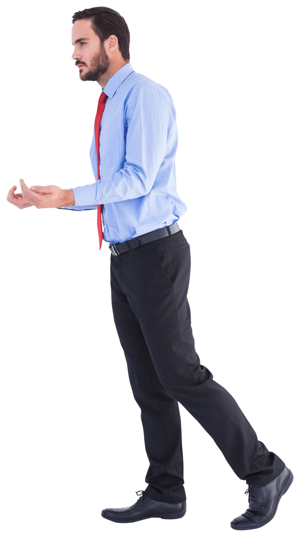 Transparent Businessman Walking and Gesturing Confidently