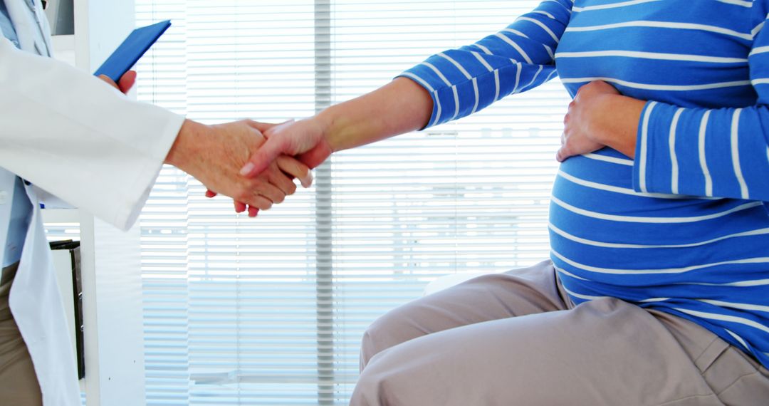 Pregnant Woman Shaking Hands with Doctor During Consultation - Free Images, Stock Photos and Pictures on Pikwizard.com