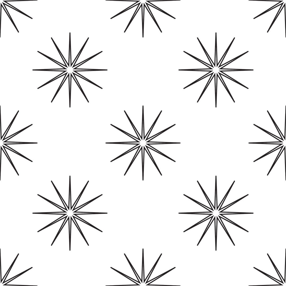 Geometric White Stars on Black Repeated Transparent Pattern