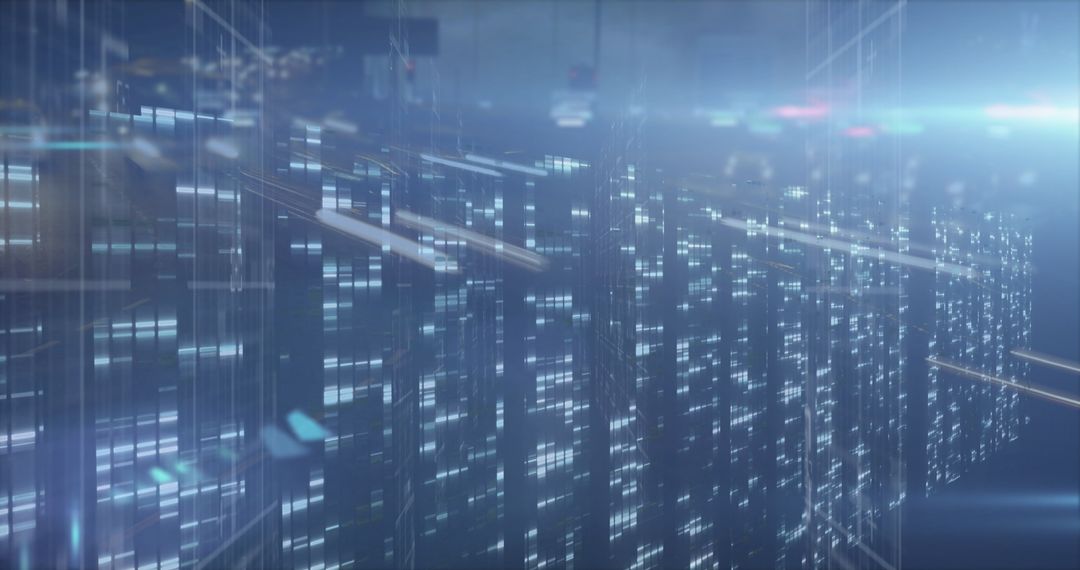 Futuristic City Concept with Advanced Digital Columns