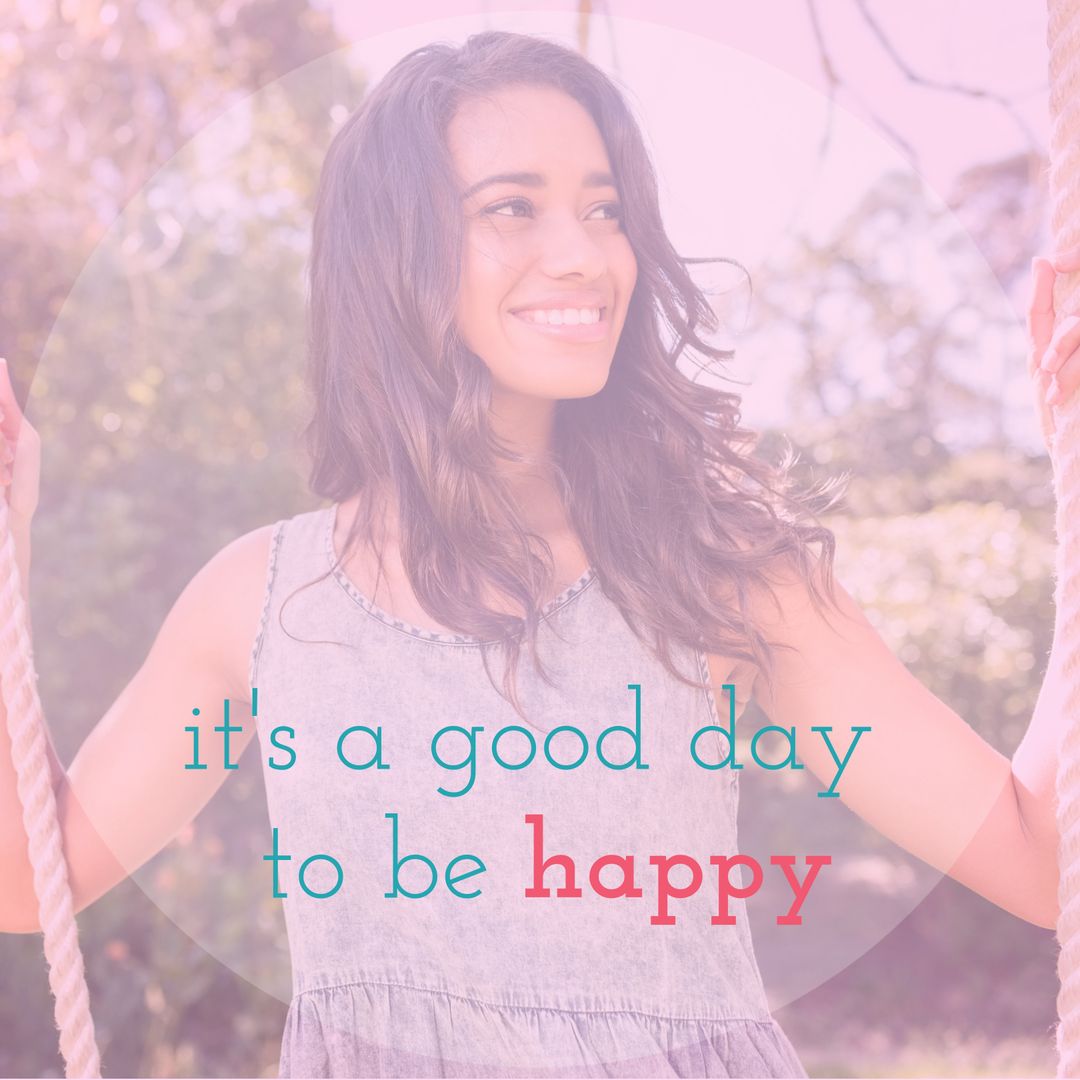 Smiling Woman on Swing Promoting Happiness and Positivity