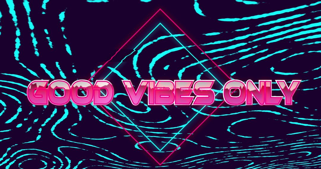 Good Vibes Only Neon Typography on Abstract Background