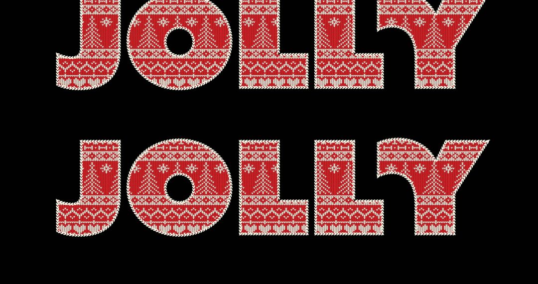 Festive Jolly Text with Holiday Pattern on Black Background