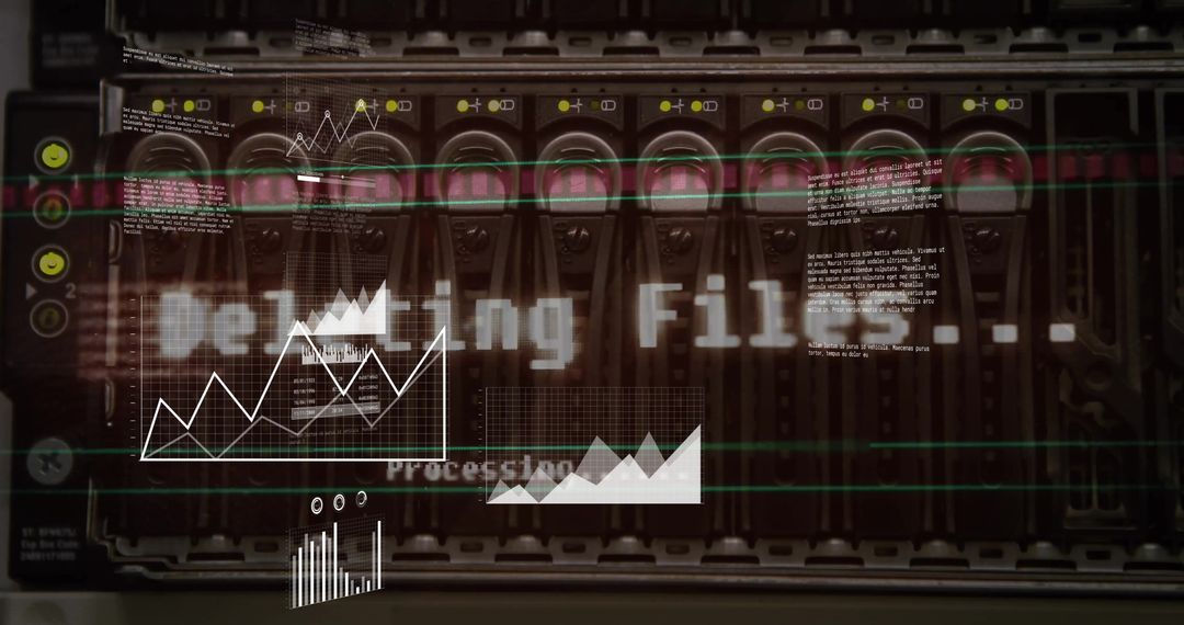 Digital Data Processing Over Server Room Technology Concept