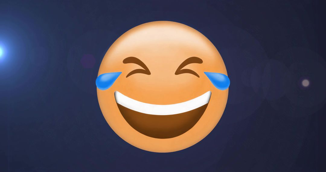 Laughing-Crying Emoji on Gradient Background With Lens Flare