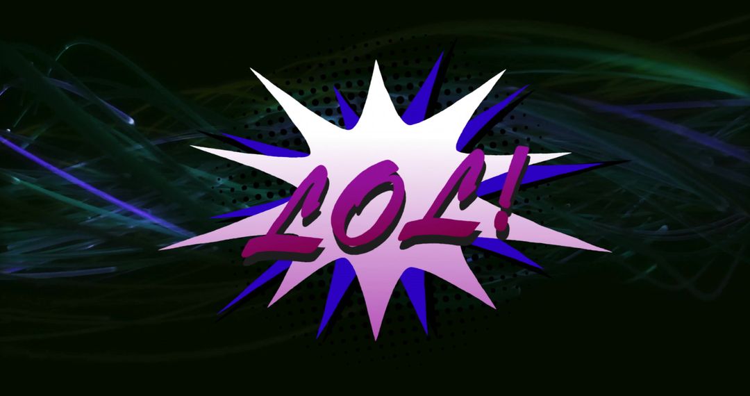 Comic Style LOL Text with Vibrant Starburst Design