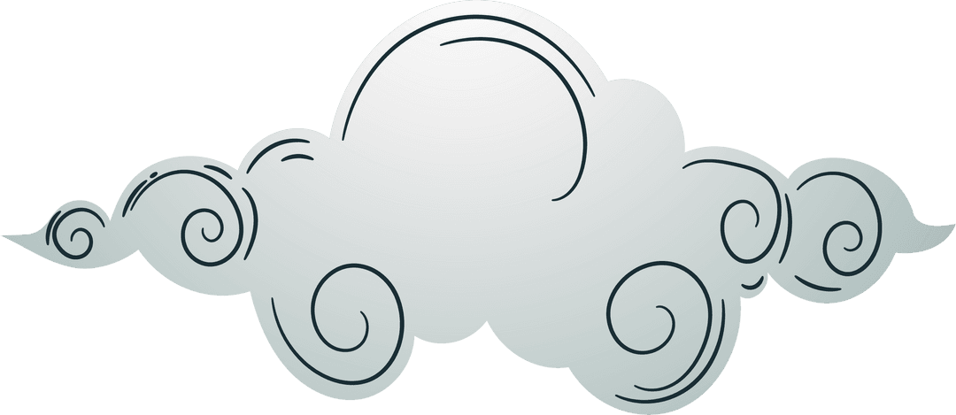 Whimsical Flat Design Cloud with Decorative Swirls on Transparent Background