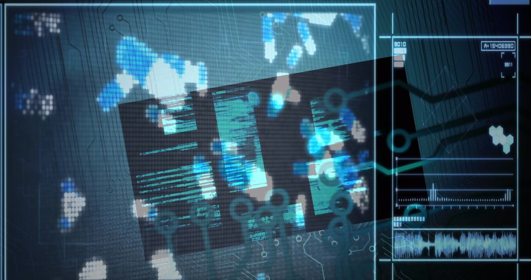 High-Tech Digital Interface Displaying Complex Data and Graphs - Free Images, Stock Photos and Pictures on Pikwizard.com