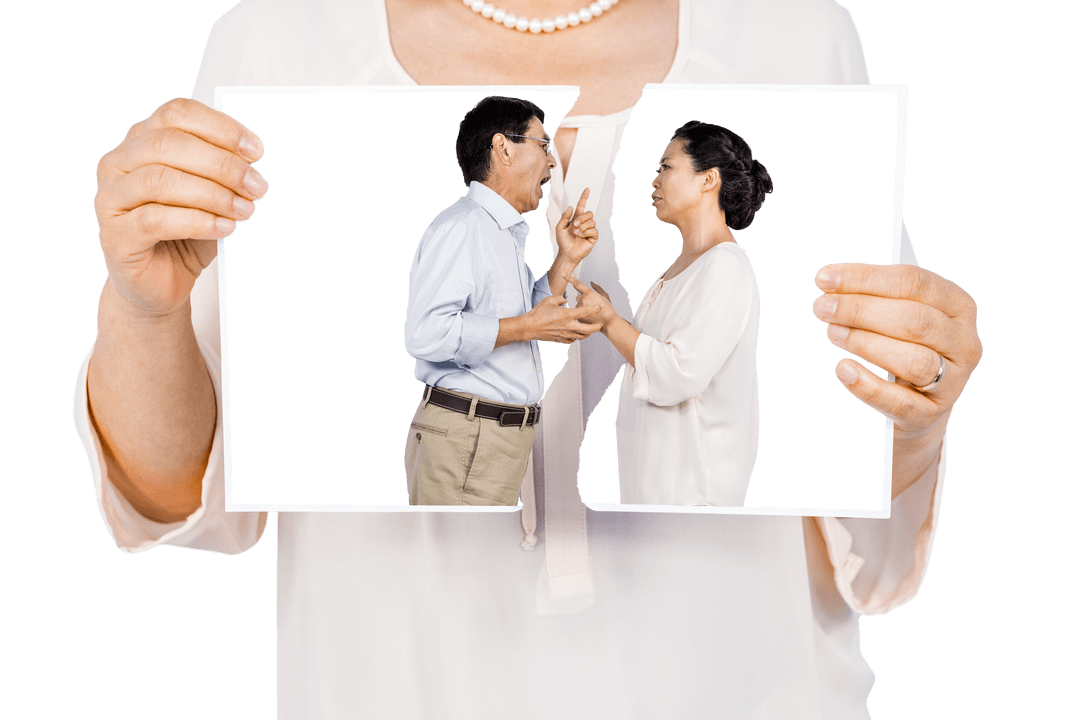Transparent Couple Arguing with Divorce Concept