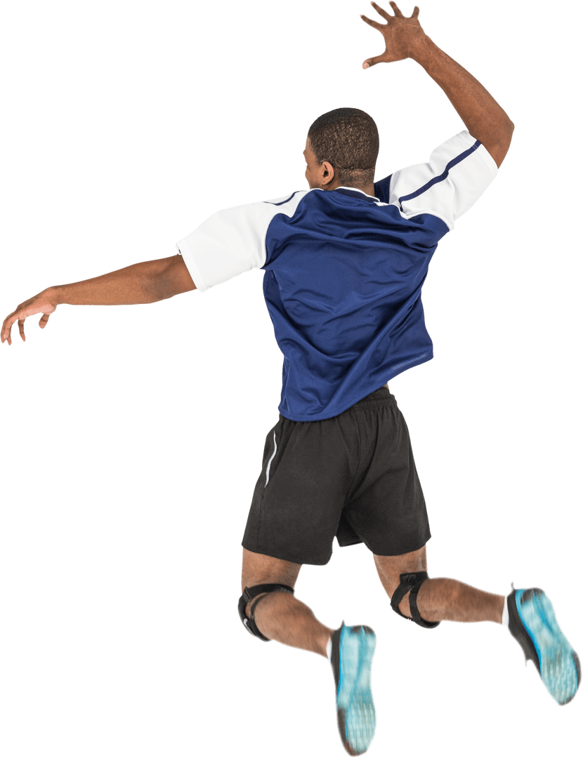 Dynamic Sportsman Executing Powerful Volleyball Jump Transparent Background