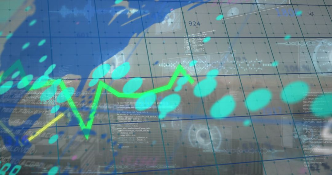 Digital Interface with Global Map and Cityscape