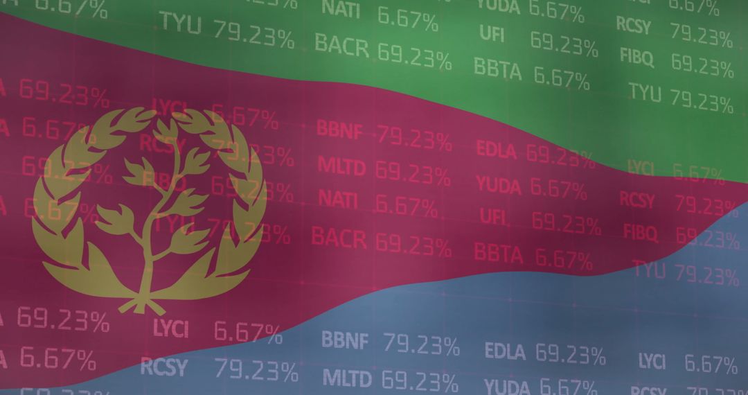 Eritrean Flag Overlay on Financial Data Background