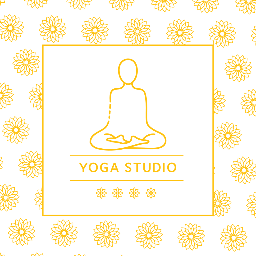 Abstract Yoga Studio Pattern with Meditative Figure on Transparent Background