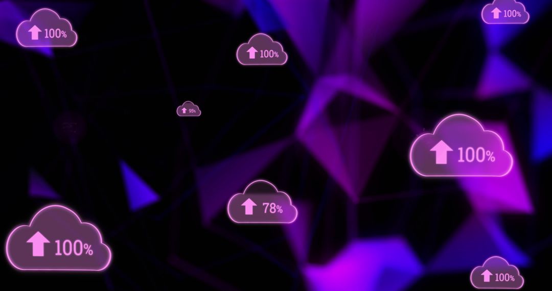 Digital Data Cloud Icons with Percentages on Vibrant Background