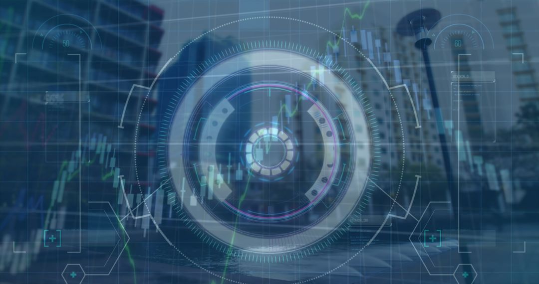 Digital Interface with Cityscape Business Overlay