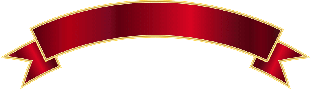 Elegant Red Ribbon Banner on Transparent Background with Gold Accents