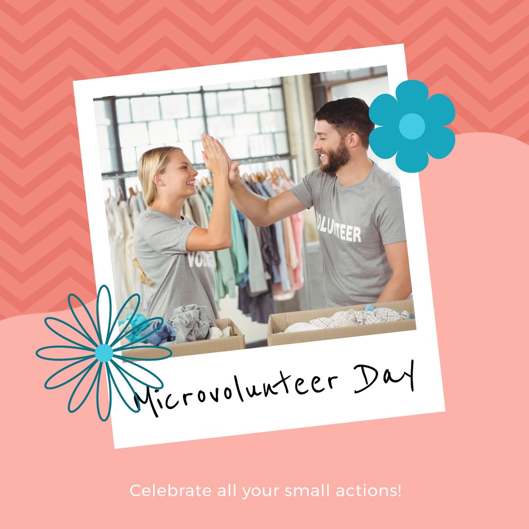 People High-Fiving in Contribution to Microvolunteer Day Celebration