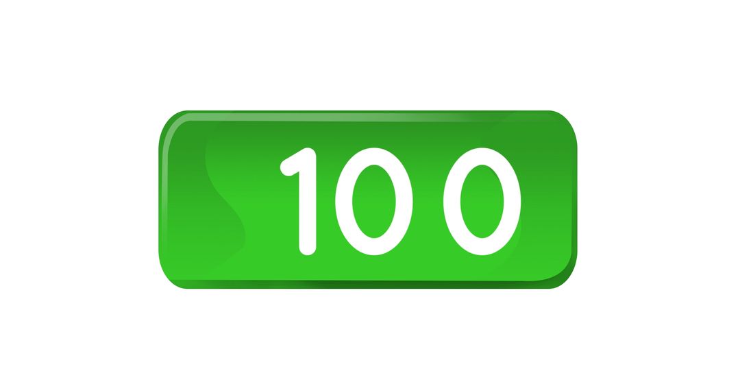 Green Notification Icon with 100 Alerts on White Background