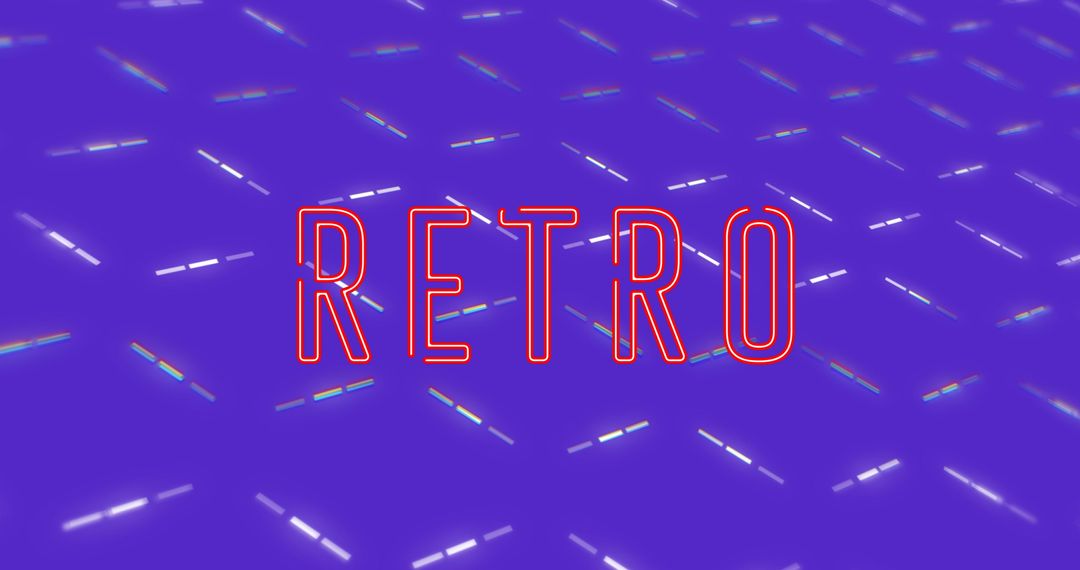 Retro Style Design with Neon Text on Violet Background