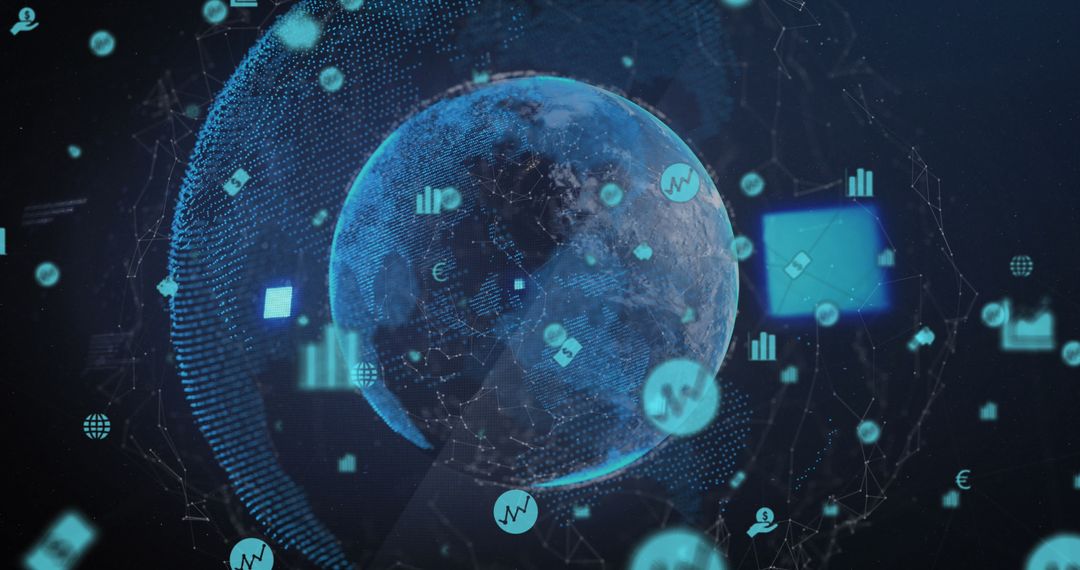 Digital Global Network Connections around Earth