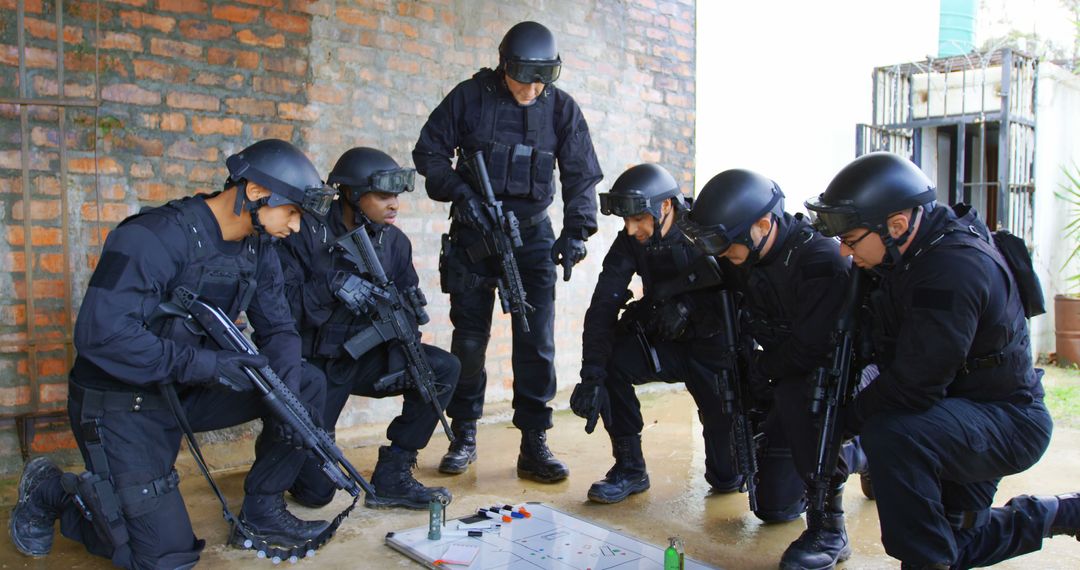 SWAT Team Planning Strategic Operation with Map - Free Images, Stock Photos and Pictures on Pikwizard.com