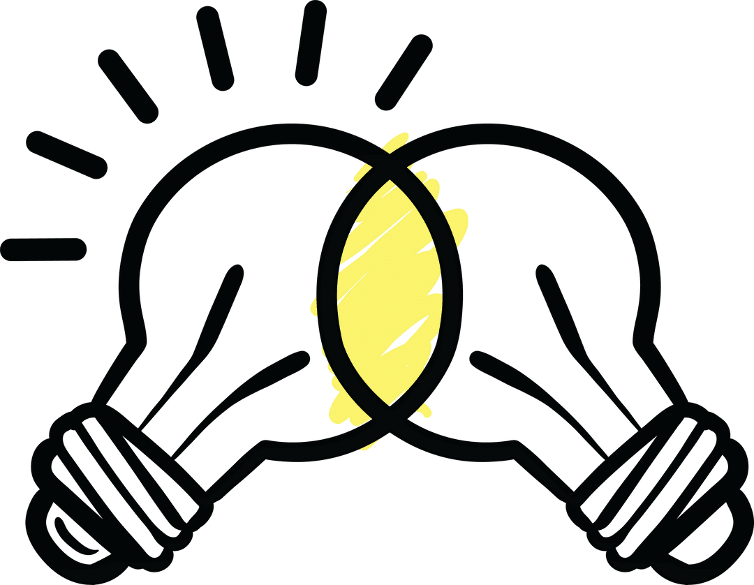 Intersecting Light Bulbs Icon on Transparent Background for Creative Ideas