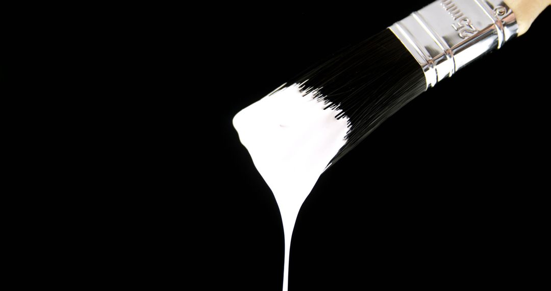 Paint Brush with Dripping White Paint On Black Background - Free Images, Stock Photos and Pictures on Pikwizard.com