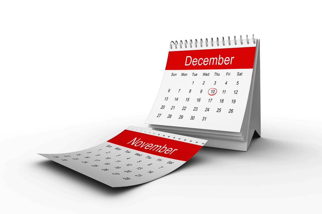 Transparent Office Desk Calendar Displaying December Month