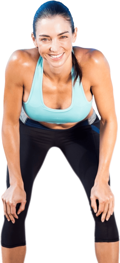 Fit Caucasian Woman Smiling Post-Workout Transparent Background
