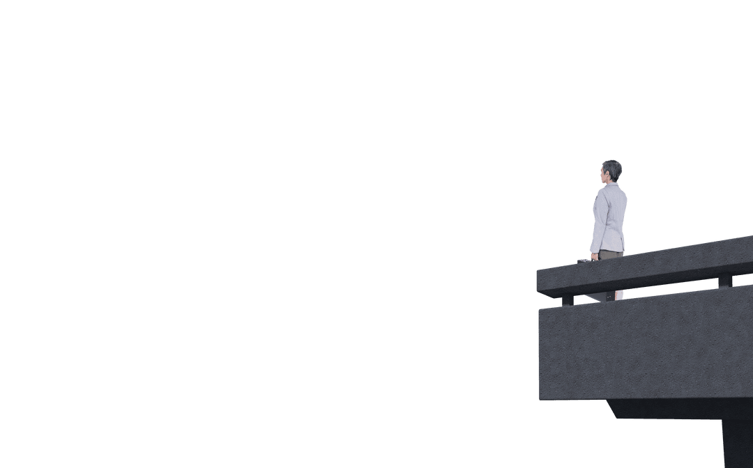 Transparent Businesswoman Standing Confidently on Bridge